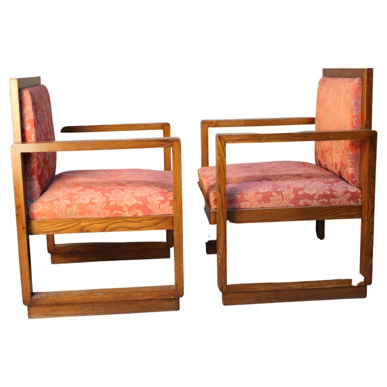 Pair of Art Deco Italian Armchairs circa 1930 Italy, art deco armchairs For Sale
