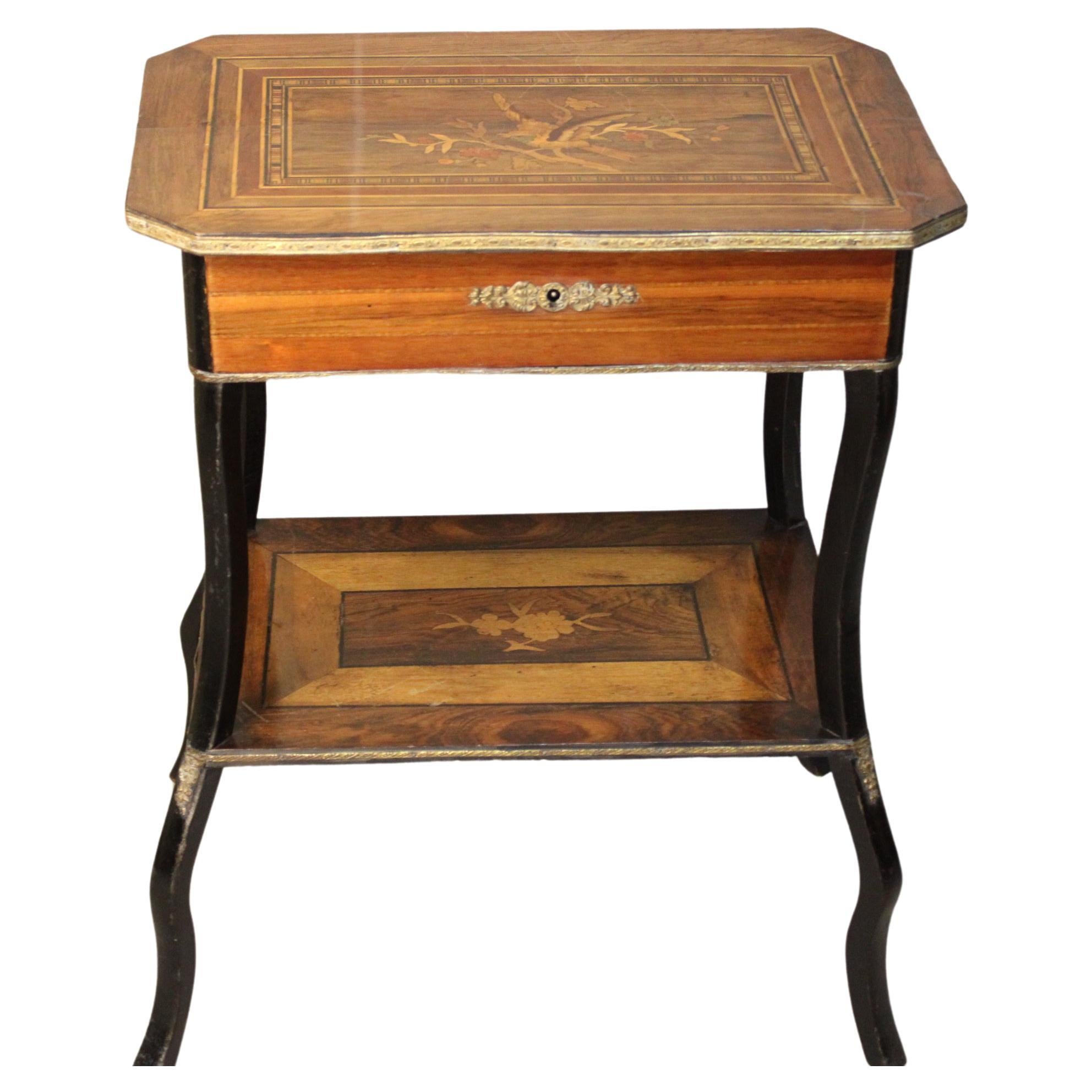 A Marquetry Side Table Napoleon III Period circa 1860 France For Sale