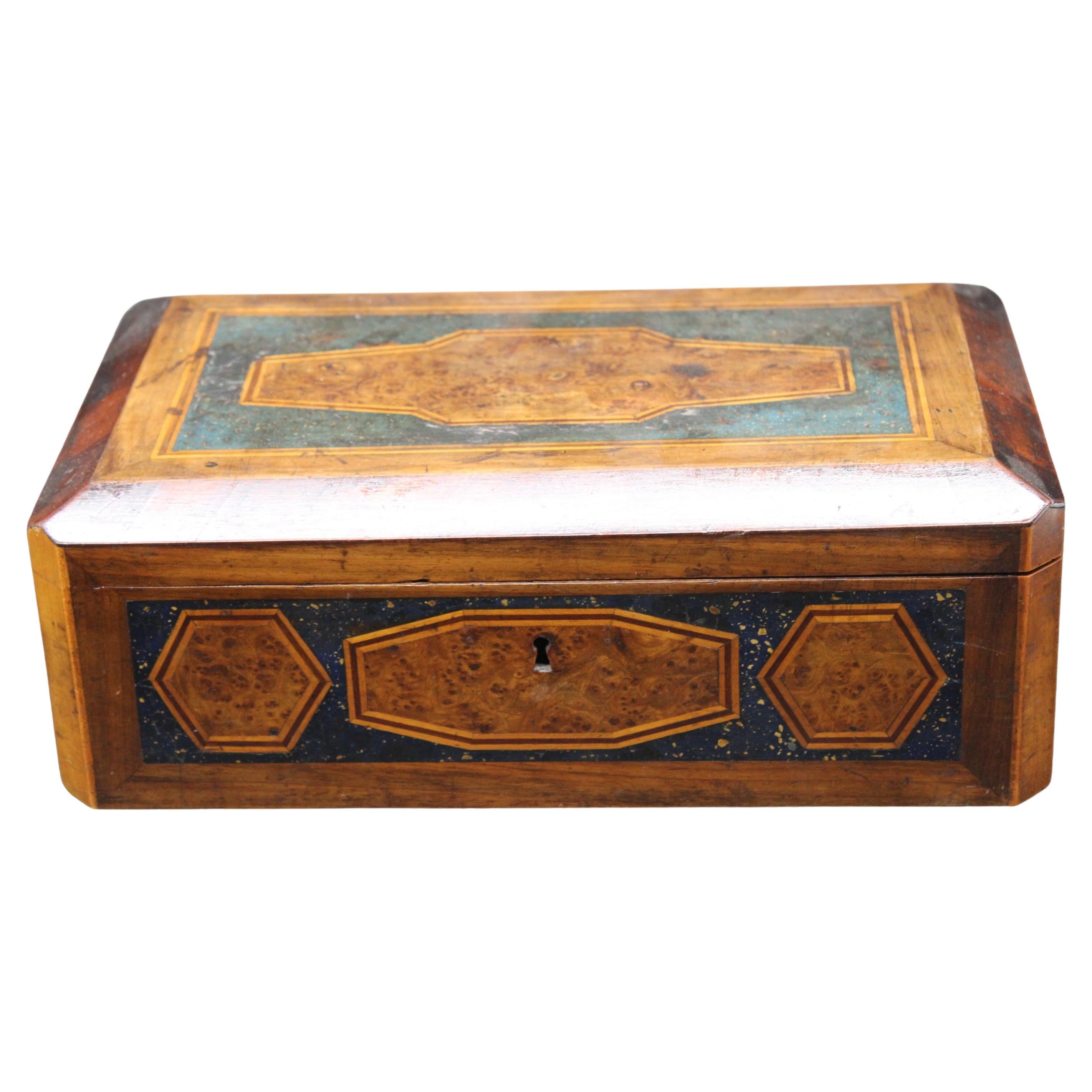 Antique  French marquetry Jewelery box, french inlaid box, antique box