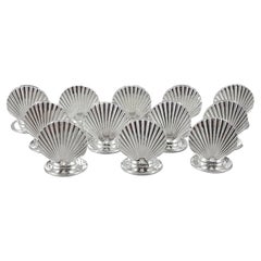 12 Sterling Silver Place Card Holders Shell