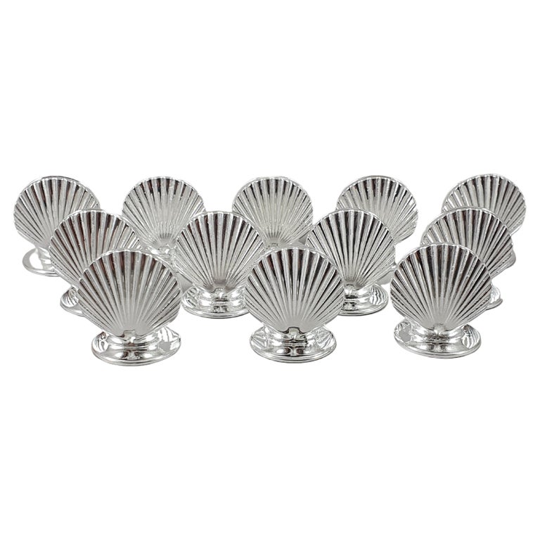 12 Sterling Silver Place Card Holders Shell at 1stDibs