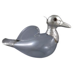 Karaffe in Entenform aus Glas und Sterlingsilber