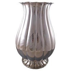 Large Sterling Silver Baluster Vase