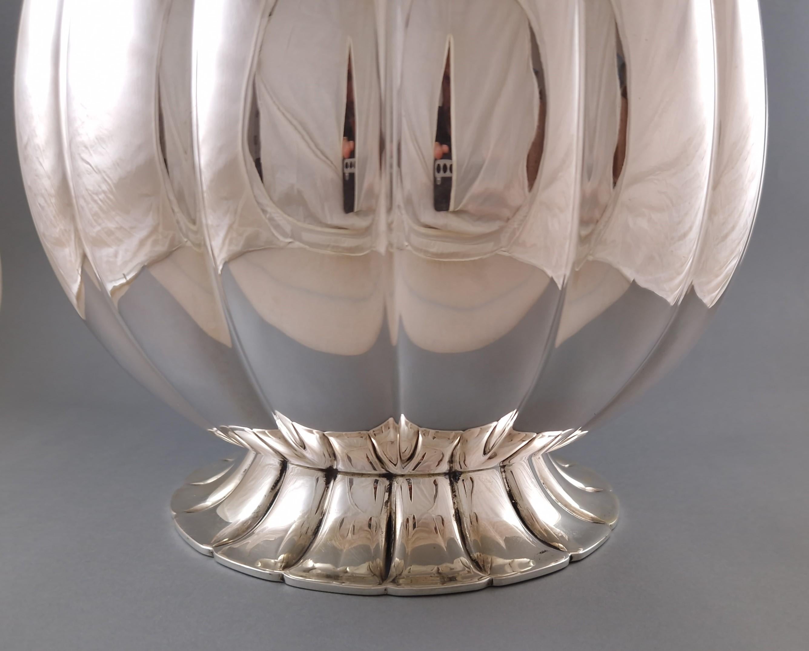 Italian Large Sterling Silver Baluster Vase For Sale