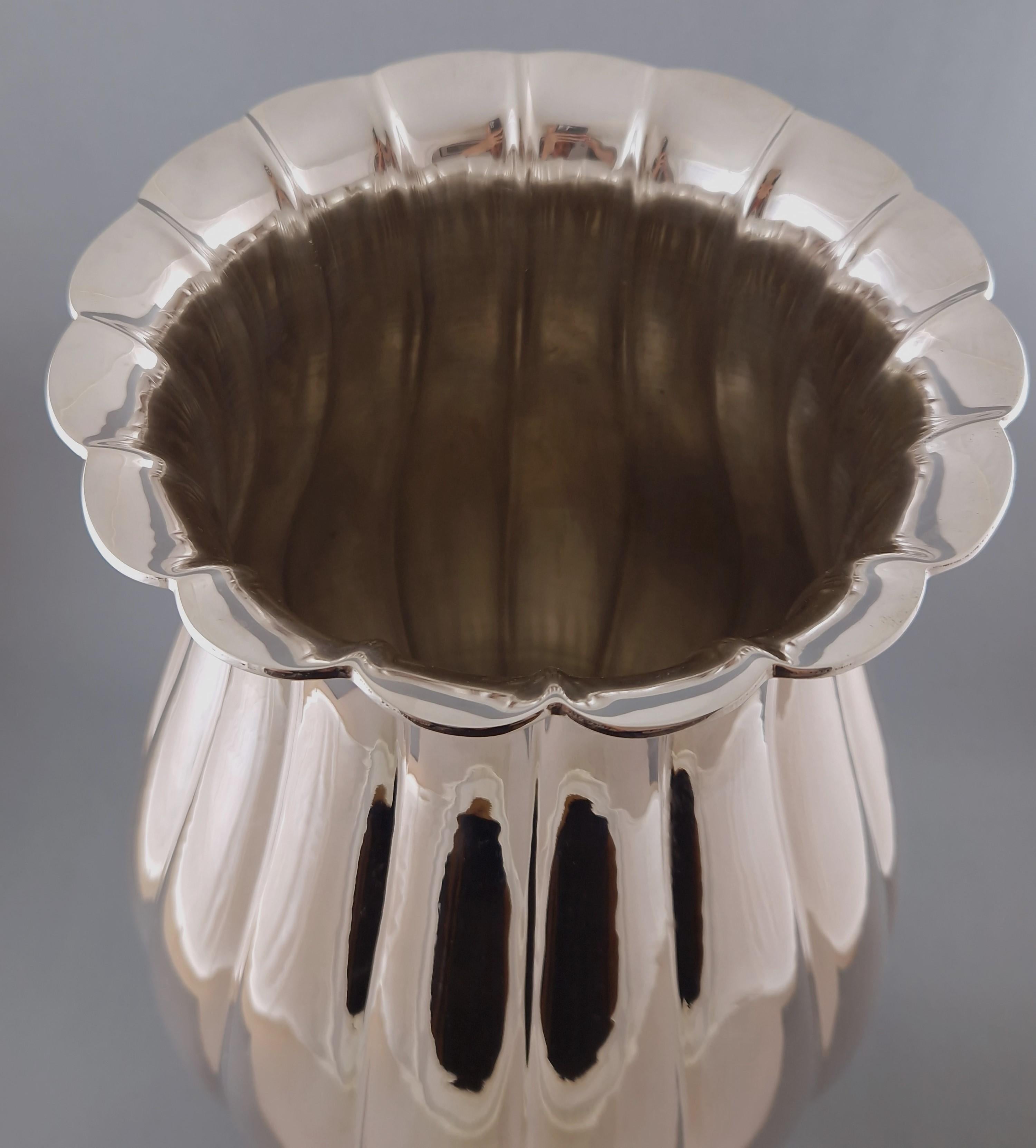 Late 20th Century Large Sterling Silver Baluster Vase For Sale