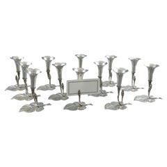 12 Sterling Silver Place Card Holders flowers
