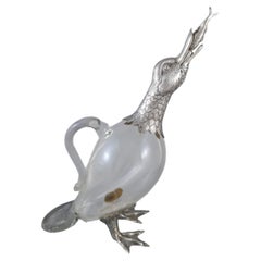 Sterling silver and glass duck decanter