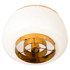 Paavo Tynell model H2-70 for Idman, Opal glass & brass, 1955.