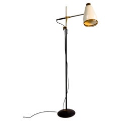 Viljo Hirvonen for Valaistustyö, adjustable floor lamp, leather & brass, 1960s