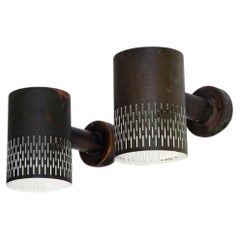 Hans Bergström pair of Copper wall lamps for Ateljé Lyktan circa 1960.