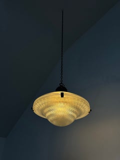 Lampada a sospensione d'epoca Holophane “Ripple-Lite” con vetro prismatico