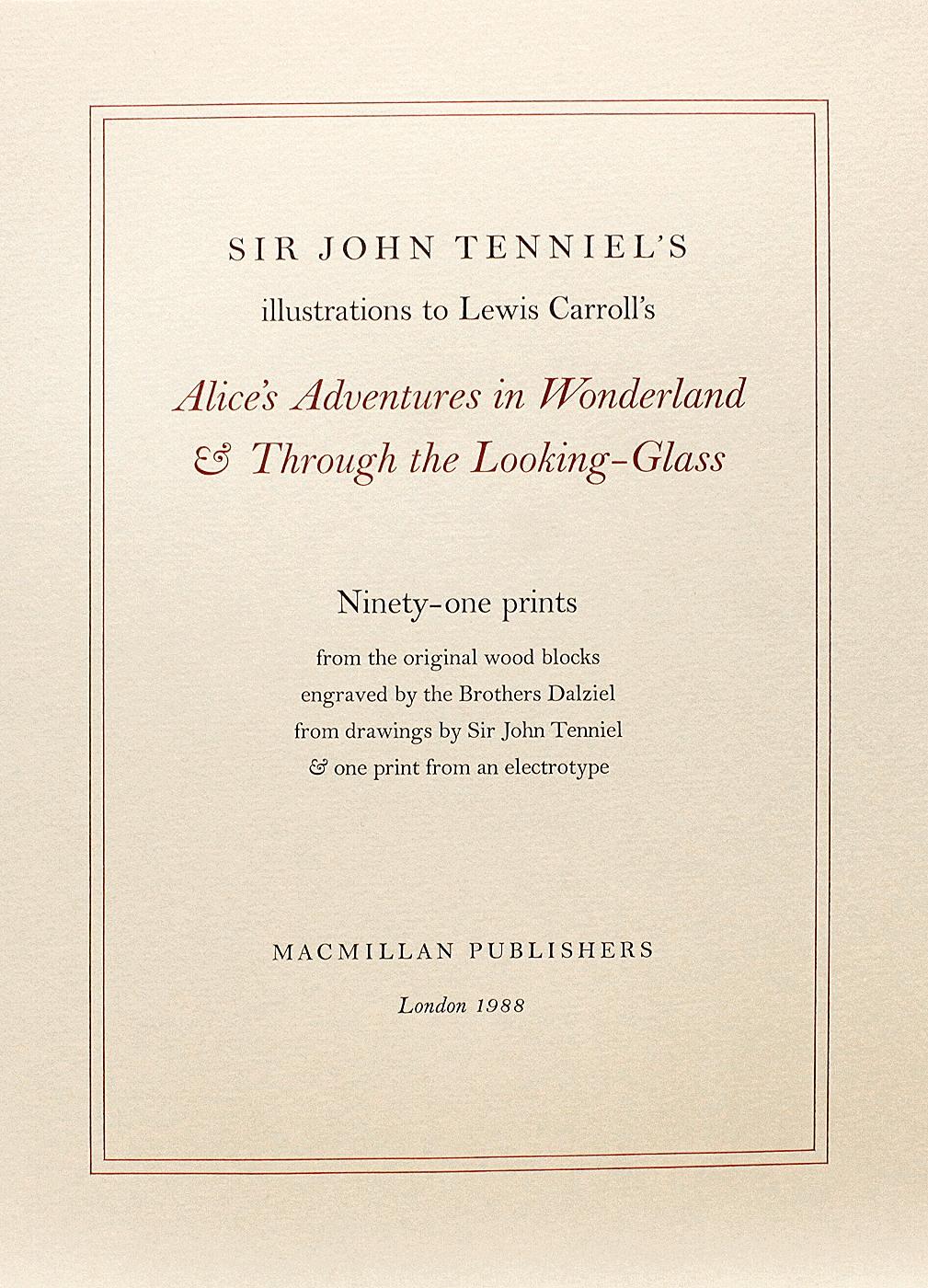 Tissu CARROLL. Alice au pays des merveilles - De l'autre côté du miroir. Rocket Press, 1988. en vente