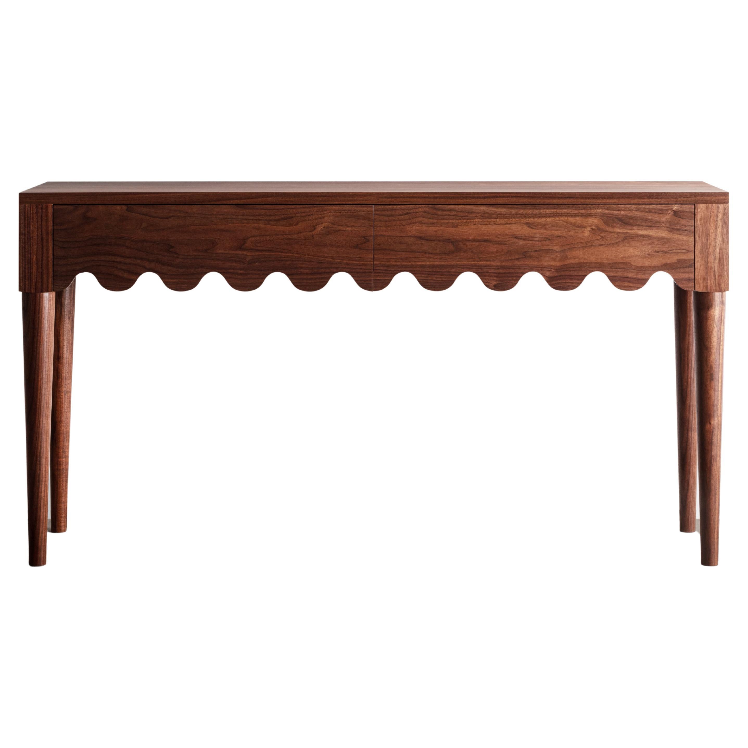 Squiggle Console Table / Hand Sculpted Walnut For Sale