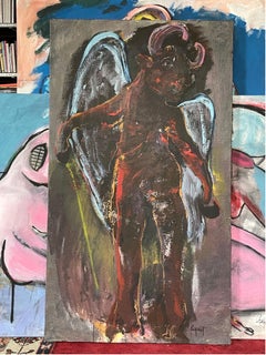 Tableau figuratif grand format "L'ange taureau" de Francky Criquet
