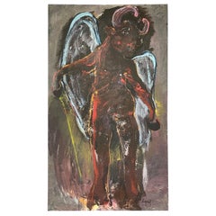 Tableau figuratif grand format "L'ange taureau" de Francky Criquet