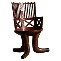 Carved and Openworked Wood Armchair, Ethiopia early XXth century