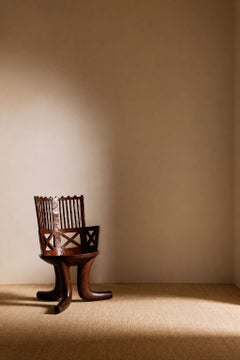 Carved and Openworked Wood Armchair, Ethiopia early XXth century