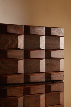 Jean Batenburg Brutalist Walnut Cabinet, Belgium, 1970s