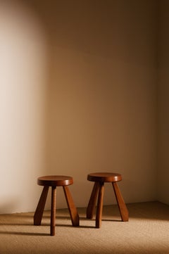 Charlotte Perriand Pair of “Sandoz” Stools from Les Arcs, France, 1960s