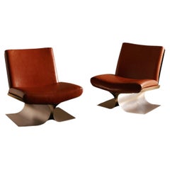 Xavier Féal Pair of Lounge Chairs, France, 1970s