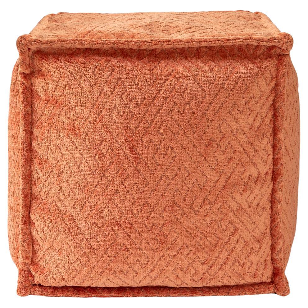 Natur Easy to Carry Pouffee Orange Chenille Ottoman For Sale