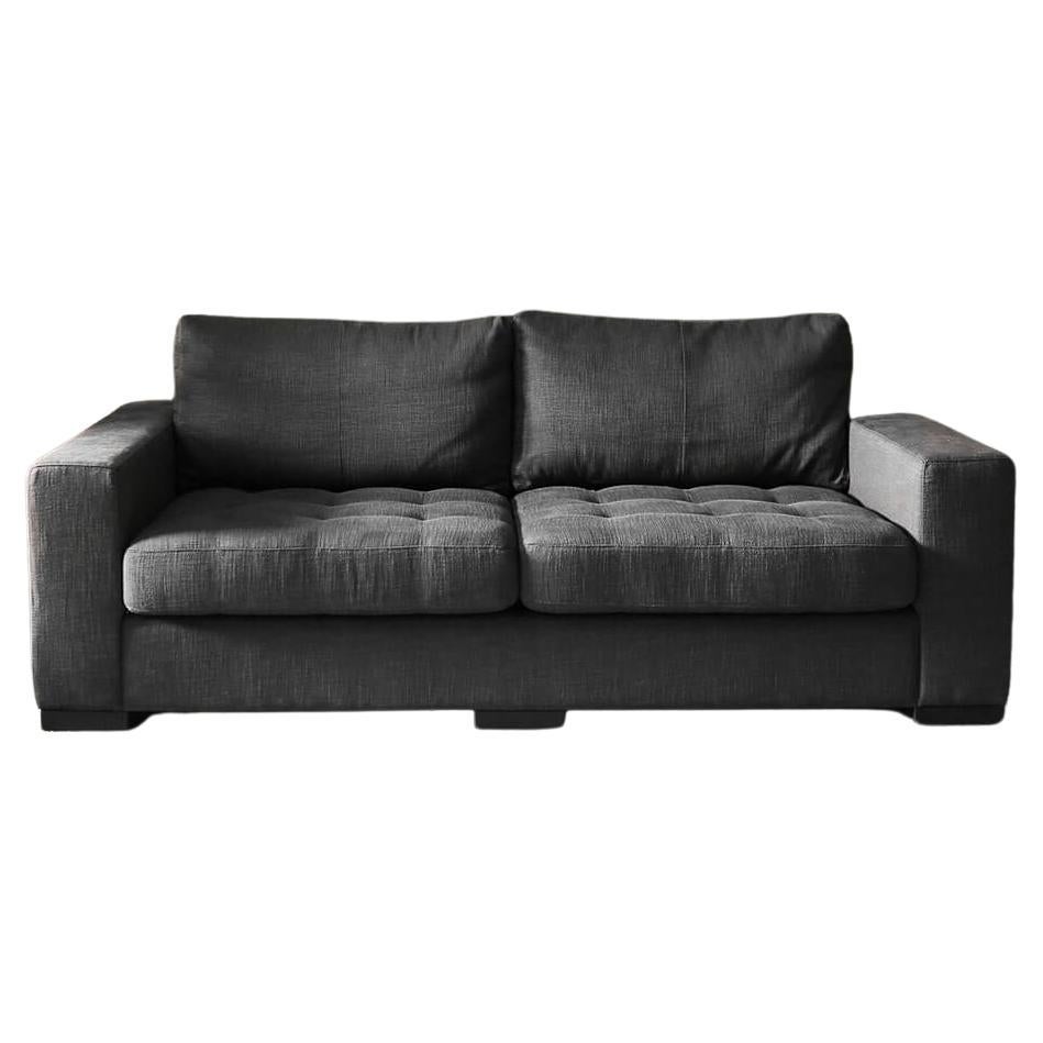 Arthur Two Seater Sofa with Faux Leather Bold Cushions **5 WEEKS** For Sale