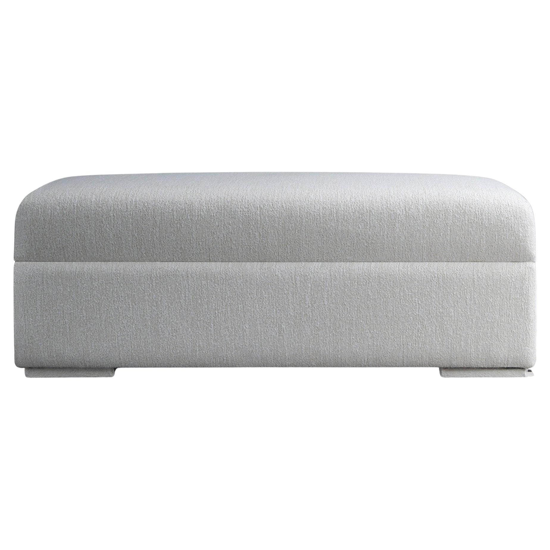 Arthur Upholstered Ottoman Module with Storage in Beechwood – Versatile Seating For Sale