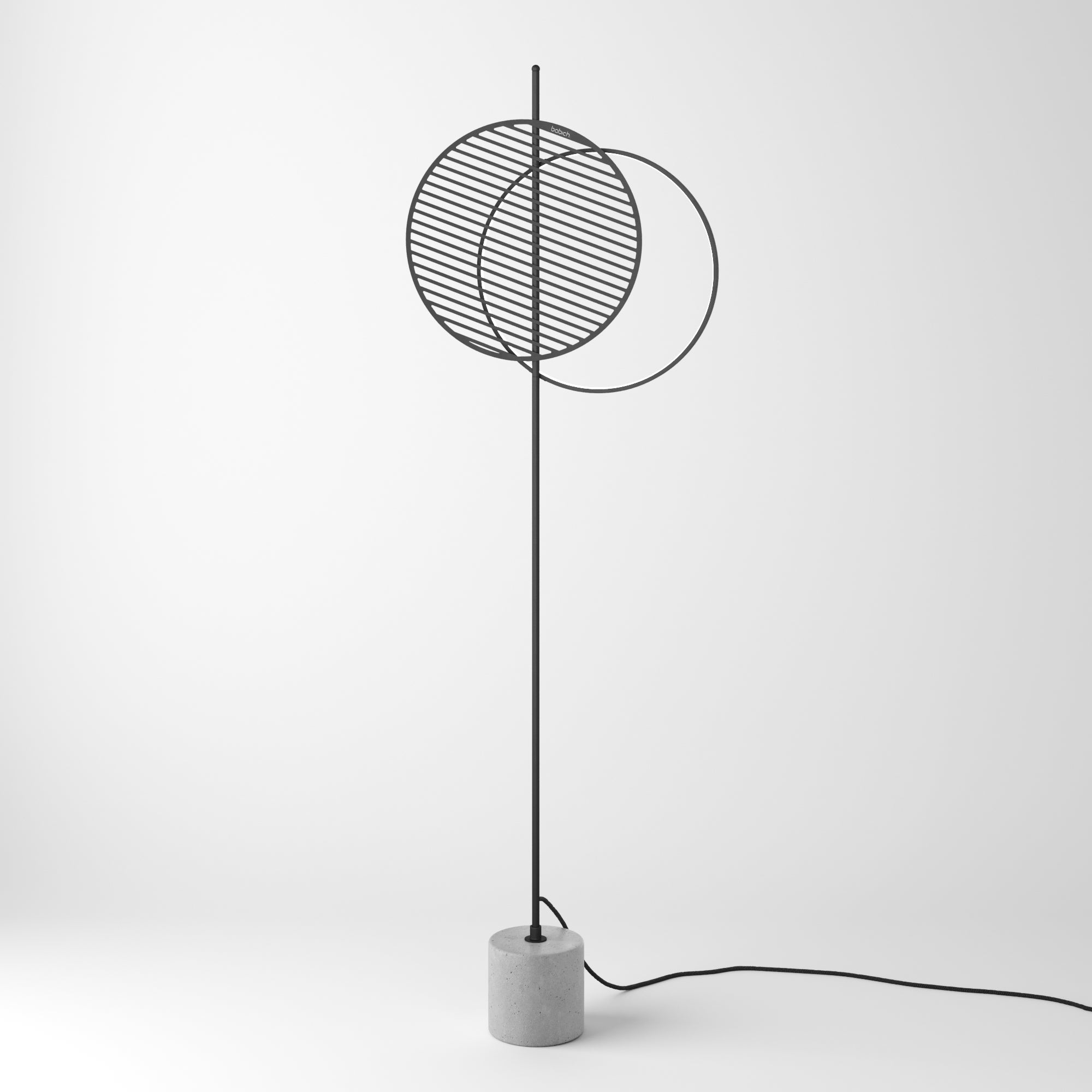 Mid floor lighting

Product name: Mid F
Category: Lighting
Type: Floor lamp
Material: Steel rods, steel, aluminium, concrete, textile cable
Overall dimensions: H: 1500 mm / W: 500 mm
Light source: LED stripe, 2340 Lum, driver included,