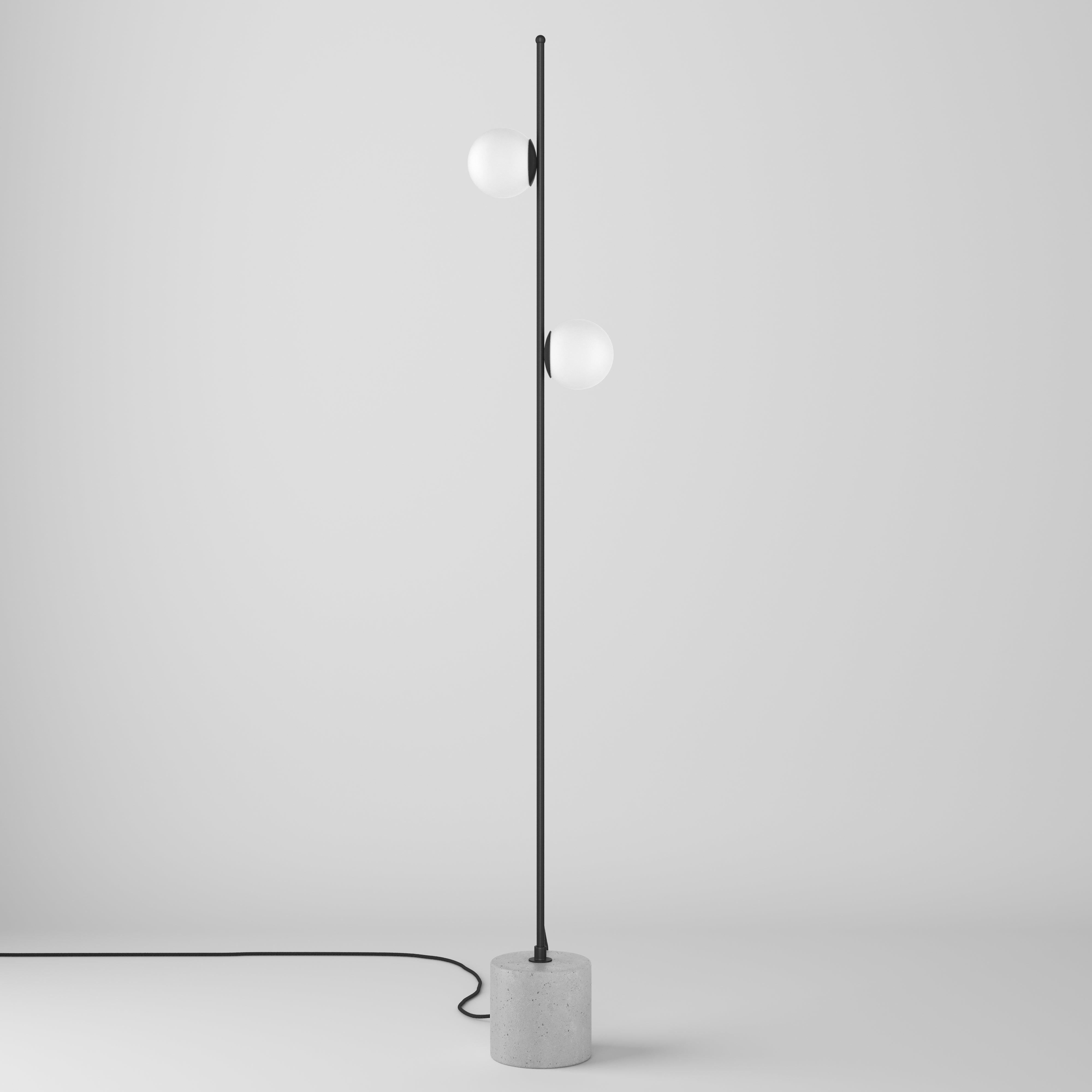 Bubble F (2glass sphere)

Category: Lighting
Type: Floor Lamp
Material: steel, frosted glass, textile cable
Overall dimensions: H: 1500 mm / W: 230 mm
Light source: 2 * G9, 110-220V
Available in different colors according to RAL Classic.

Options of