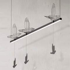 Minimalistic Pendant Lamp “Flight Shadows” 1500 mm , Modern Steel Lighting