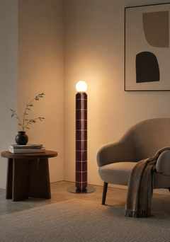 Handcrafted Ceramic Floor Lamp in Red Glaze