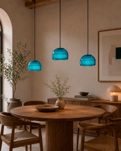 Lampada a sospensione in vetro soffiato color smeraldo - Lampada moderna e minimalista
