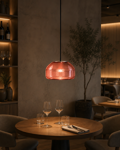 Lampada a sospensione in vetro soffiato Bordeaux: lampada moderna e minimalista