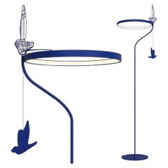 Lampadaire minimaliste « Flight Shadows » : luminaire moderne en acier inoxydable, bleu