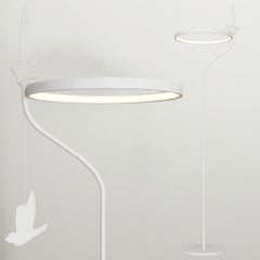 Lampadaire minimaliste « Flight Shadows » : luminaire moderne en acier inoxydable, blanc