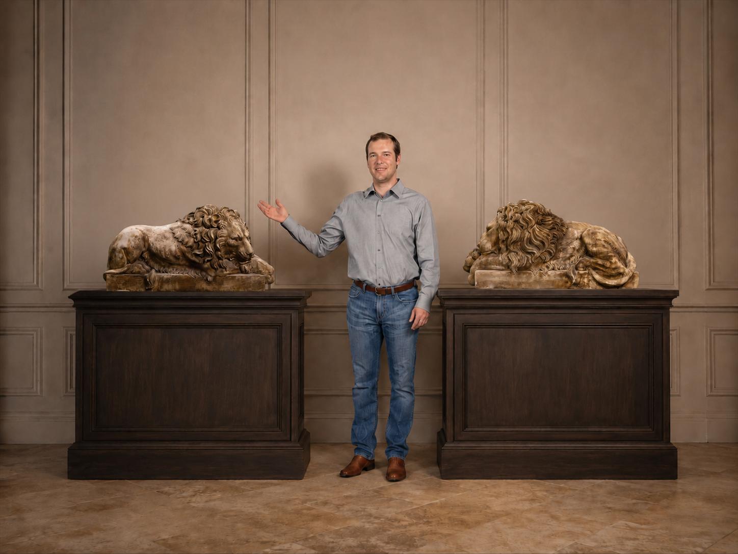 Pair of large Venetian lions, 85 cm in vendita