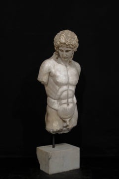 Sculpture of Antinous in white marble