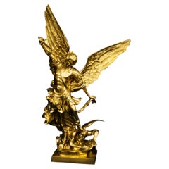Saint Michael the Archangel in gilded bronze, 103 cm high