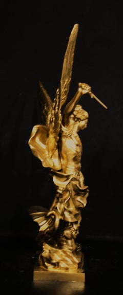 Saint Michael the Archangel in gilded bronze, 103 cm high