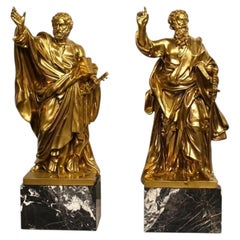 Paire de sculptures représentant les saints Pierre et Paul