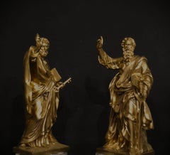 Paire de sculptures représentant les saints Pierre et Paul