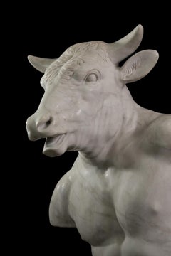 Minotaur bust in white marble