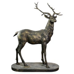 Deer sculpture in metal