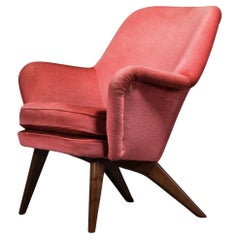 Carl Gustaf Hiort 'Pedro' Armchair in Coral Red Fabric, 1950s