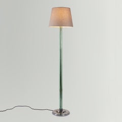 Sculptural Tall Art Deco Floor Lamp in Chrome and Glass, 1930s