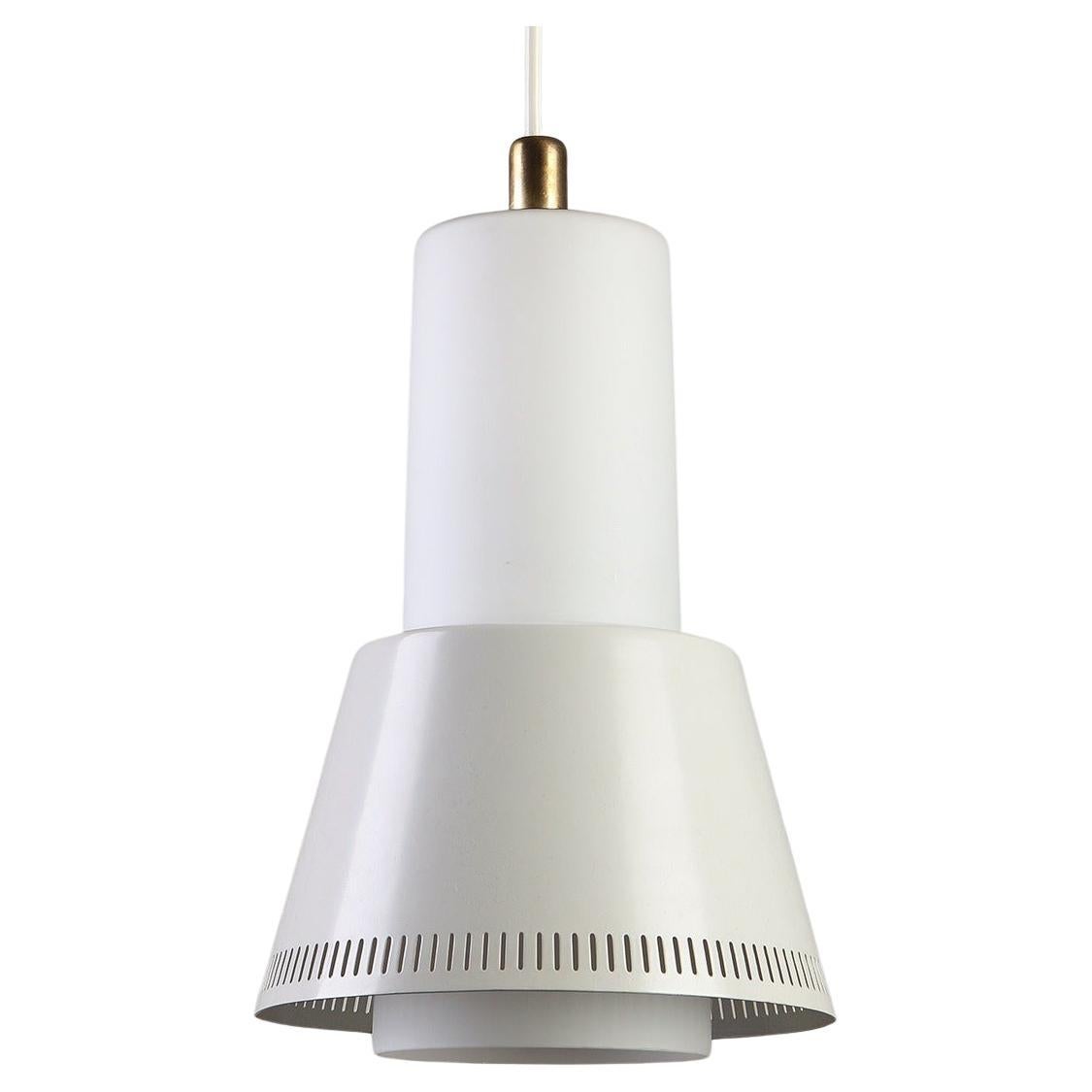Paavo Tynell for Idman “K2-15” Pendant Lamp in Steel and Opal Glass, 1950s
