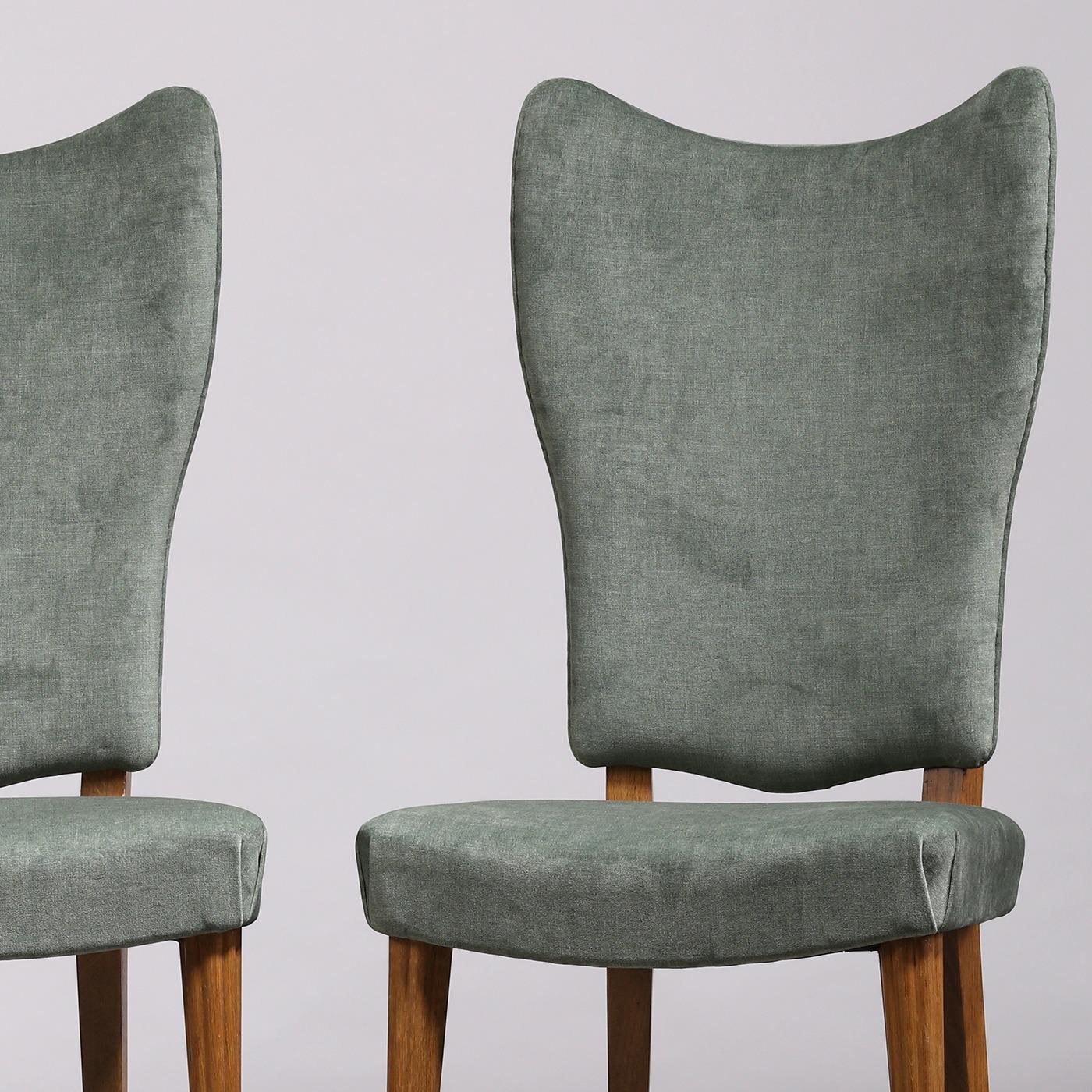 Velours Ludvig Sturm Ensemble de dix chaises de salle à manger en velours vert, Suède vers 1948 en vente