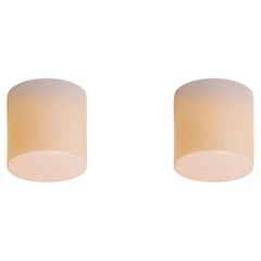 Paavo Tynell Pair of ‘80112-25’ Ceiling Lamps in White Opaline Glass, 1950s