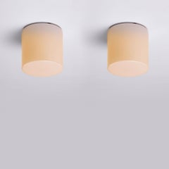 Paavo Tynell Pair of ‘80112-25’ Ceiling Lamps in White Opaline Glass, 1950s
