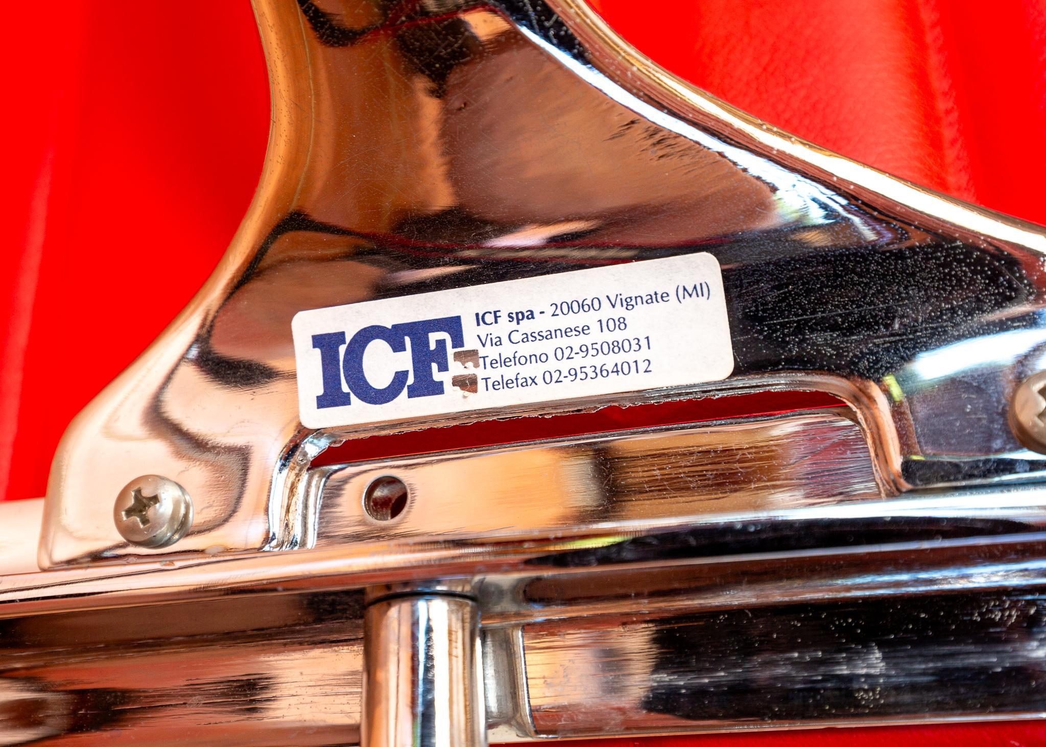 Eames EA108 Armchair by ICF 1 of 4 MCM 1970er Drehstuhl Rotes Leder Chrom Aluminium im Angebot 6